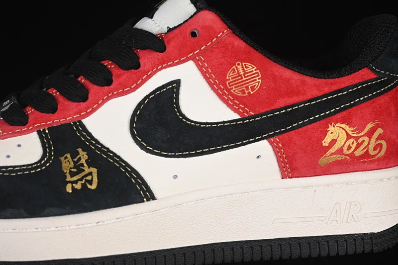 All categories Nk Air Force 1 Air Force series Nk Air Force 1 Low Air Force low-top Nike Air Force 1'07 Low Year of the Horse limited edition Beige, black and red contrast Air Force 1 low-top casual sneakers QW5288-131